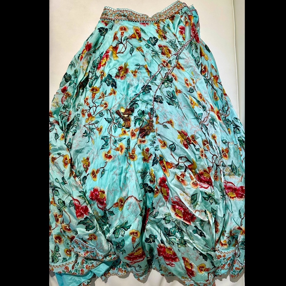SOLD - Mahima Mahajan Blue Designer Lehenga & Blouse With Floral Design - Picture 9 of 10